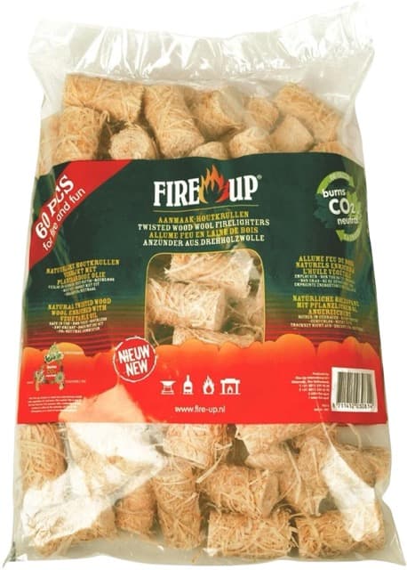houtwol 60 stuks fire-up zak